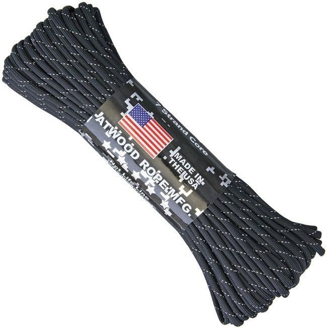 550 Reflective Paracord - 7 Strand Core - Made in the USA - Black