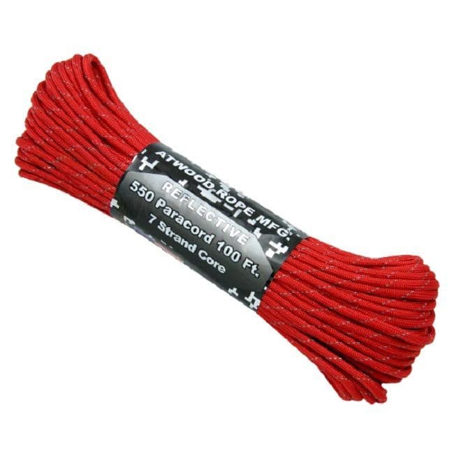 550 Reflective Paracord - 7 Strand Core - Made in the USA - Red