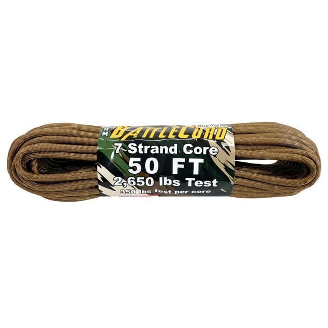 ARM BattleCord - Coyote 50ft (15m) - Regular paracord on steroids - 2,650lb Breaking Strain!!!