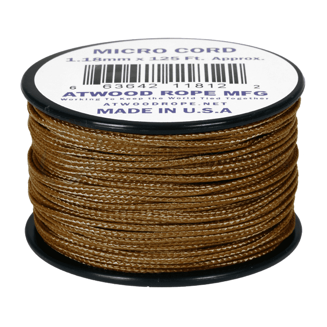 Micro Cord - 1.18mm Micro Paracord - 125ft - Coyote Brown