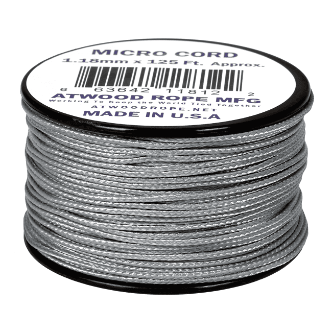 Micro Cord - 1.18mm Micro Paracord - 125ft - Grey