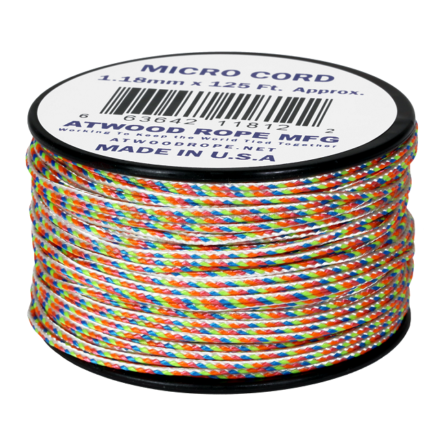 Micro Cord - 1.18mm Micro Paracord - 125ft - Light Stripes