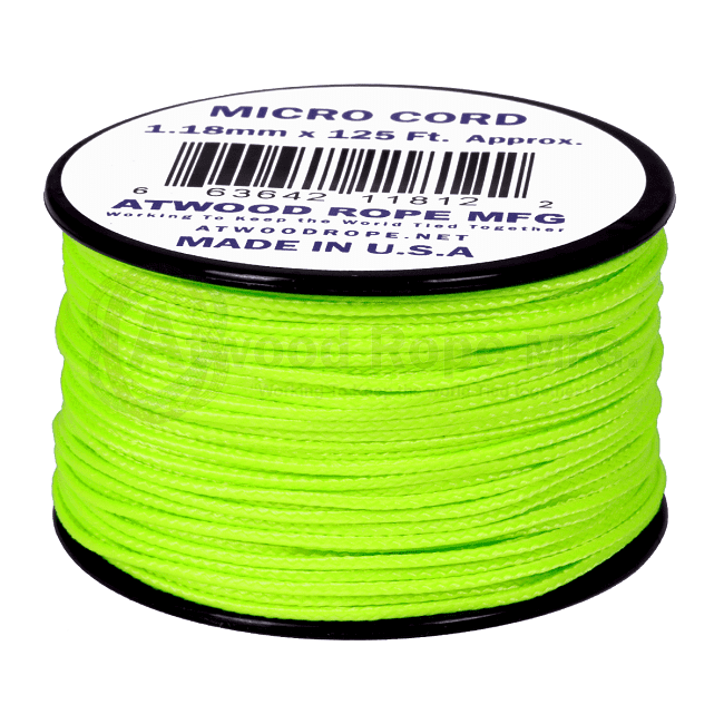 Micro Cord - 1.18mm Micro Paracord - 125ft - Neon Green