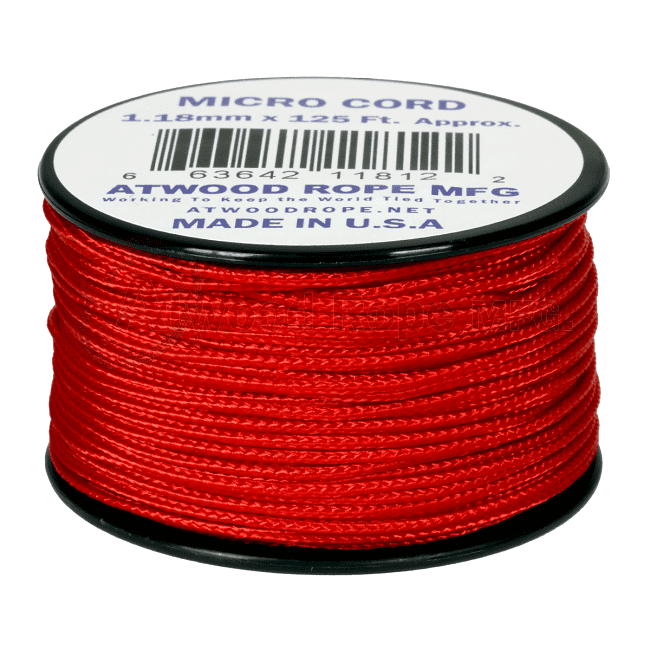 Micro Cord - 1.18mm Micro Paracord - 125ft - Red