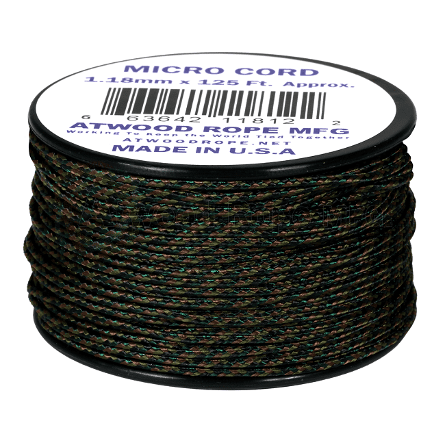 Micro Cord - 1.18mm Micro Paracord - 125ft - Woodland Camo