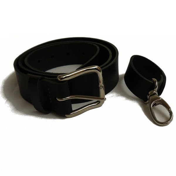 Six Magpies Leather Belt with additional Equipment Loop - Black