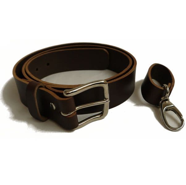 Six Magpies Leather Belt with additional Equipment Loop - Brown