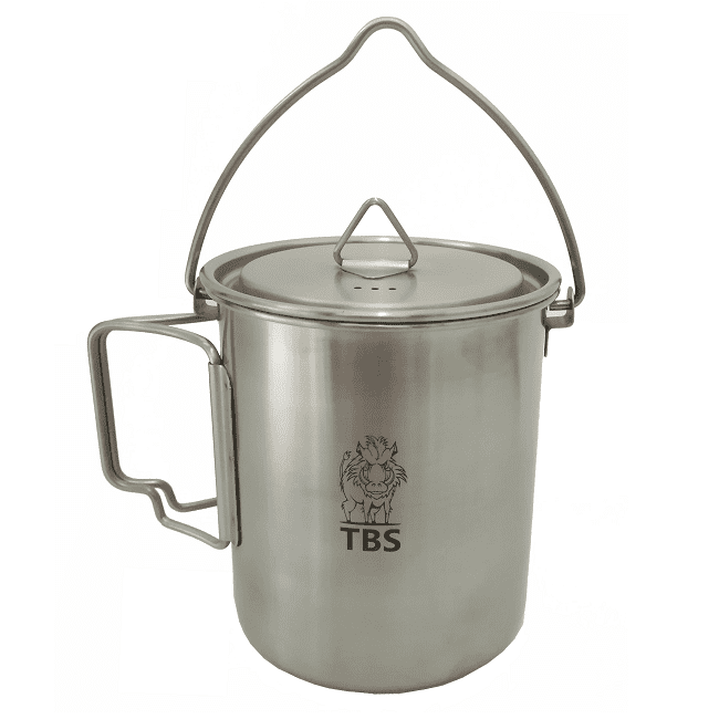 TBS 750ml Stainless Steel Billy Can Cup with Bail Handle & Lid