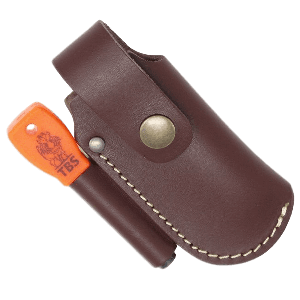 TBS Leather Small Folding Knife Belt Pouch with Firesteel Loop