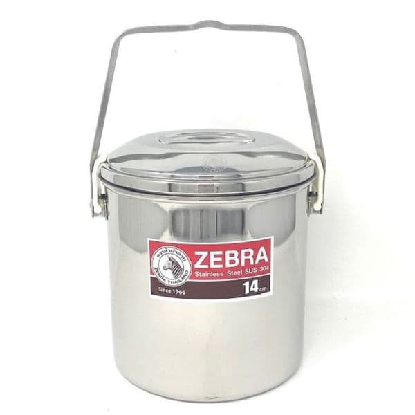 Zebra Billy Can Tin Stainless Steel 14cm - Auto Lock Lid