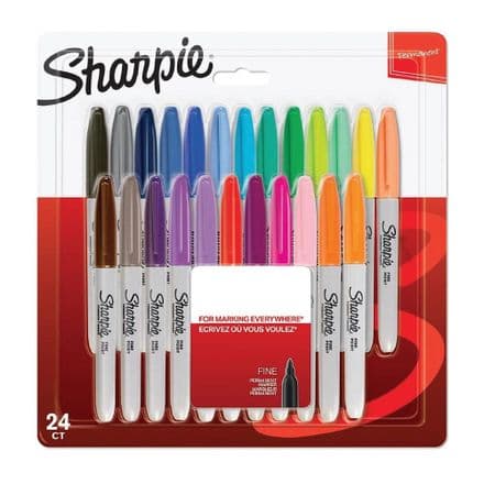 24 x Sharpie Standard Permanent Markers Assorted Colours  Fine
