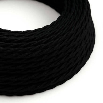 3 Core Twisted Electric Cable covered with Cotton Fabric- Black