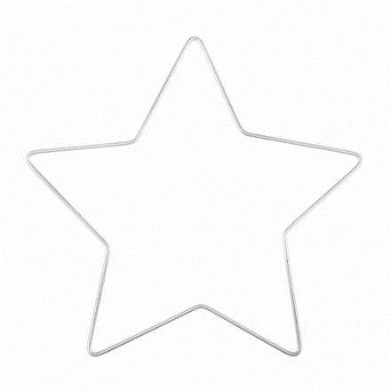 30cm Metal Star Florist  Wire Frame - White - 5 Point Star