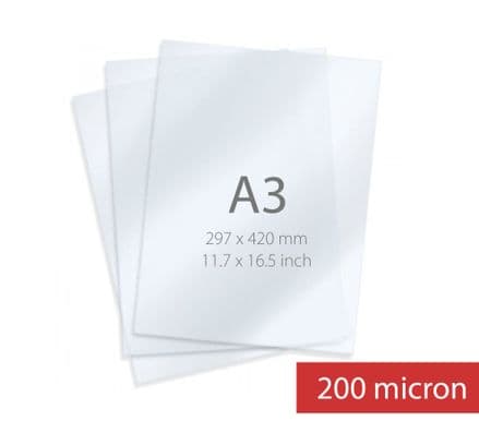 A3 Sheet  - Polyester (Pet) High Gloss Transparent Screen Material 200micron (15108)
