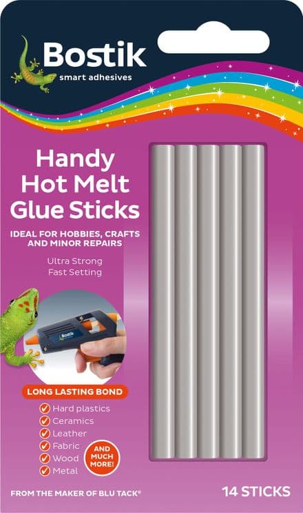 Bostik Handy Glue Sticks Hot Melt Clear Pack of 14   30813367