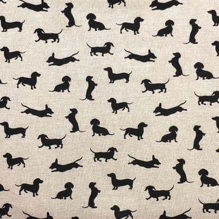 Chatham Printed Linen - 140cm (Sausage Dogs Black)