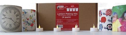 Christmas Lantern Making Kit  - 4 Pack  With  LED Tea Lights