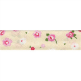 Cotton Bias Binding - 20mm - Floral Print  Cream/Pink  25mtrs