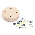 Cylindrical Wooden 4-hole Ceiling Rose Kit - Natural Wood