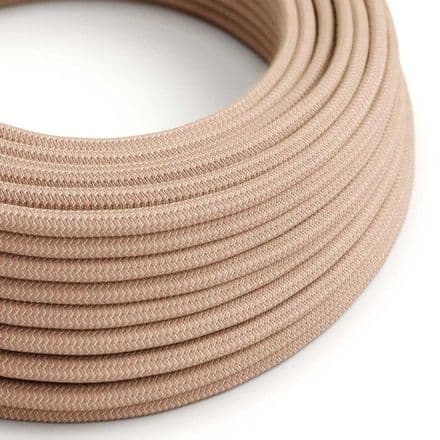 Electric Cable covered in Pink Cotton and Natural Linen Zig Zag