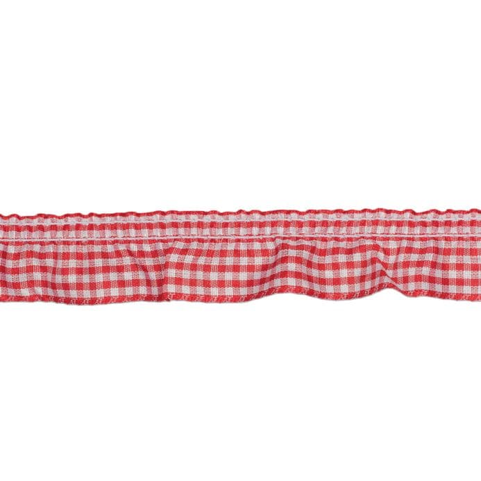 Gingham Trim- 25mm - Red -12.5mtrs