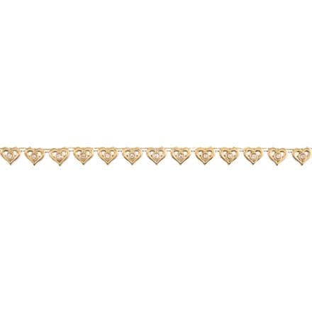 Heart Jewel Trim - Recycled Plastic (Clear & Gold) 10m x 13mm