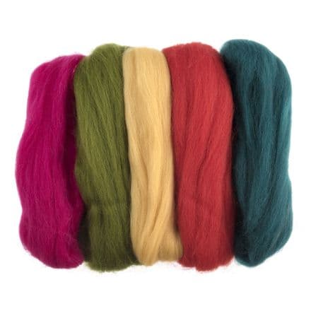Natural Wool Roving - Assorted Bright's (50g)