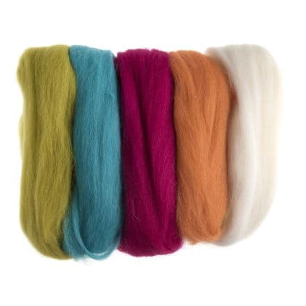 Natural Wool Roving - Assorted Neon Bright's (50g)