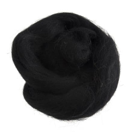 Natural Wool Roving - (Black) 10g