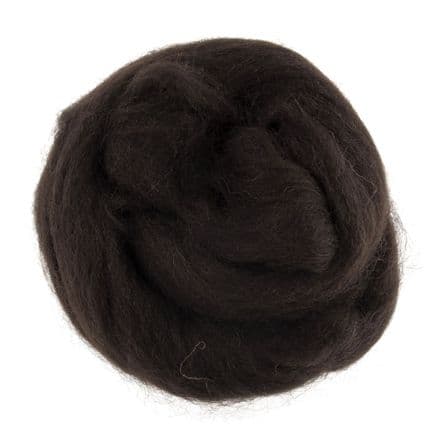 Natural Wool Roving - (Dark Brown) 10g