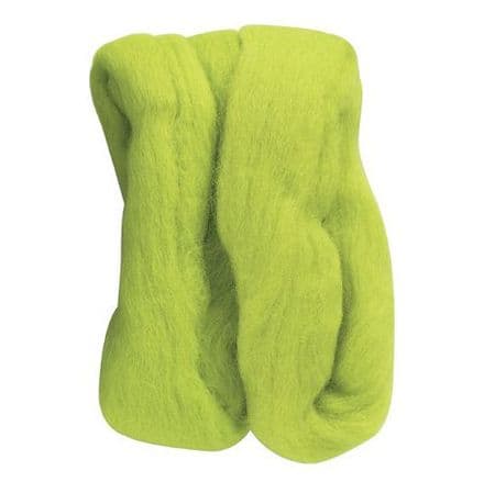 Natural Wool Roving - (Lime Green) 20g