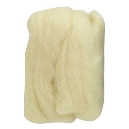 Natural Wool Roving - (Off White) 20g