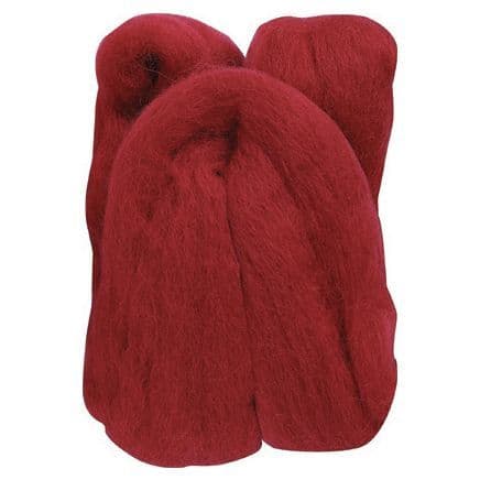 Natural Wool Roving - (Red) 20g