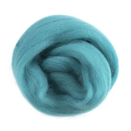 Natural Wool Roving - (Teal) 10g