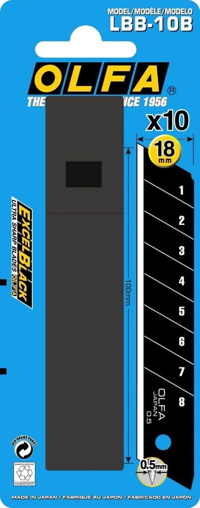 Olfa Excel Black Ultra Sharp Blade 18mm (Pack of 10)  OLF/LBB10B