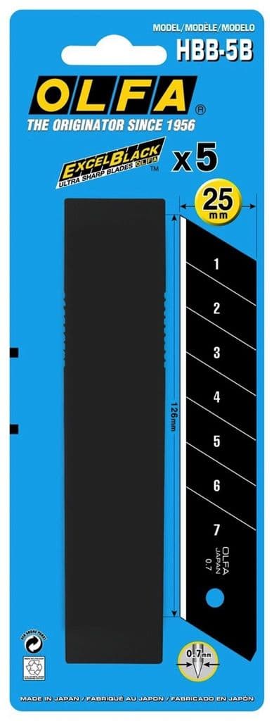 Olfa Excel Black Ultra Sharp Snap-Off Blade 25mm (Pack of 5)  OLF/HBB5B