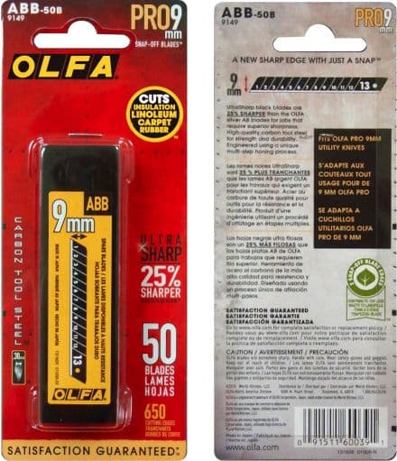 Olfa Excel Black Ultra Sharp Snap-Off Blade 9mm (Pack of 50)  OLF/ABB50B