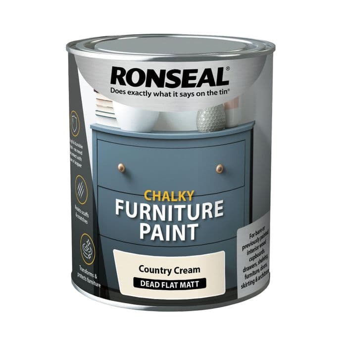 Ronseal Chalky Furniture Paint - Country Cream 750ml