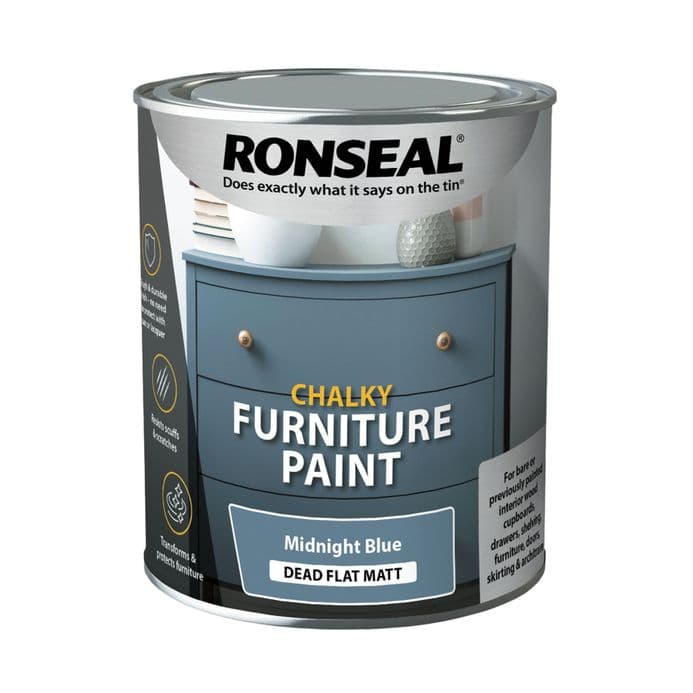 Ronseal Chalky Furniture Paint - Midnight Blue 750ml