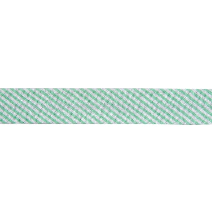 Striped Bias Binding Trim - 25m (Light Green & White)