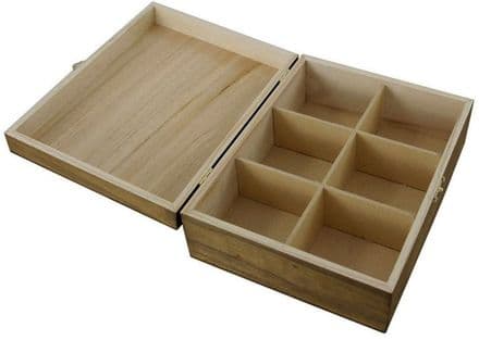 Tea Box with 6 Sections - 205mm x 160mm x 80mm