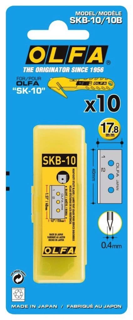 Utility Cutter Blade - Pack of 10 (for SK-10 Safety Cutter)     OLF/SKB1010B