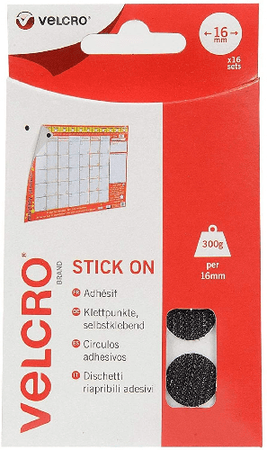 Velcro Hook & Loop Coins: Stick-On: 16mm: Black - V60228