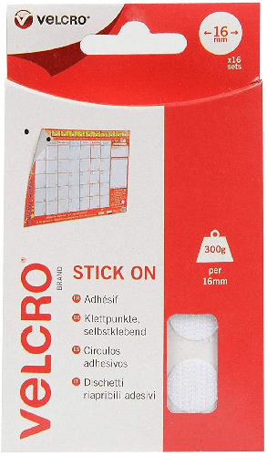 Velcro Hook & Loop Coins: Stick-On: 16mm: White - V60227