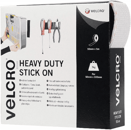 Velcro Hook & Loop Tape: Heavy Duty: Stick-On: 5m x 50mm: White - V60244