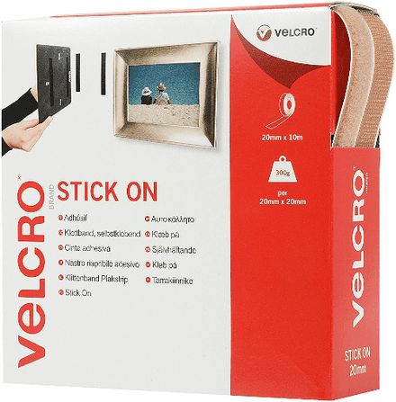 Velcro Hook & Loop Tape: Stick-On: 10m x 20mm: Ecru - V60221