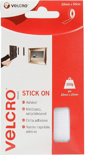 Velcro Hook & Loop Tape: Stick-On: 50cm x 20mm: White - V60224
