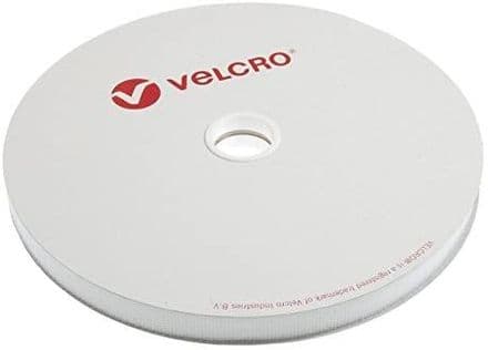 Velcro HOOK ONLY Tape: Self-Adhesive: 25m x 20mm: White - 2V11H20\WHT