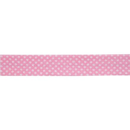 White Polka Dot Bias Binding Trim - 25m (Pink)