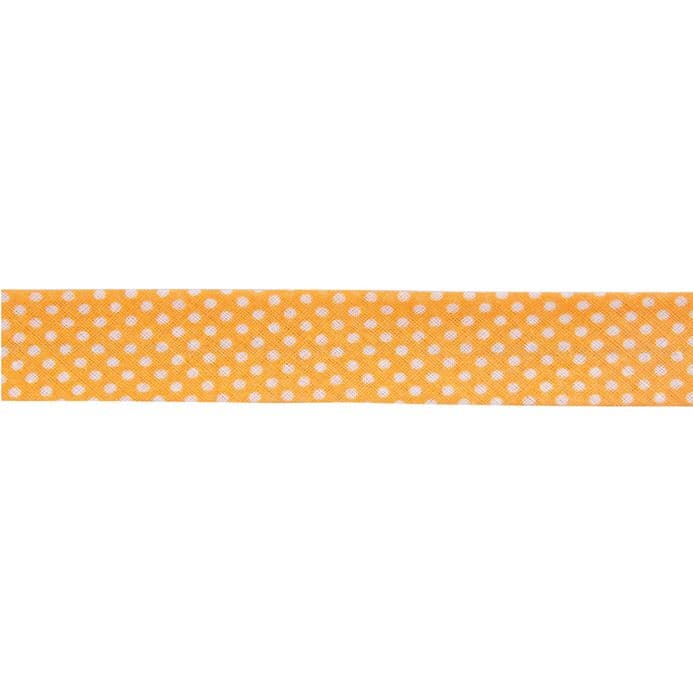 White Polka Dot Bias Binding Trim - 25m (Yellow)